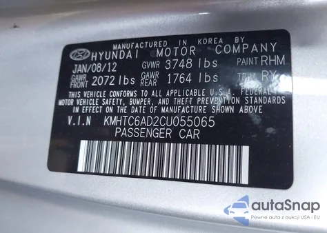 2012 Hyundai Veloster Base W/Gray из США, поврежденный, VIN KMHTC6AD2CU055065